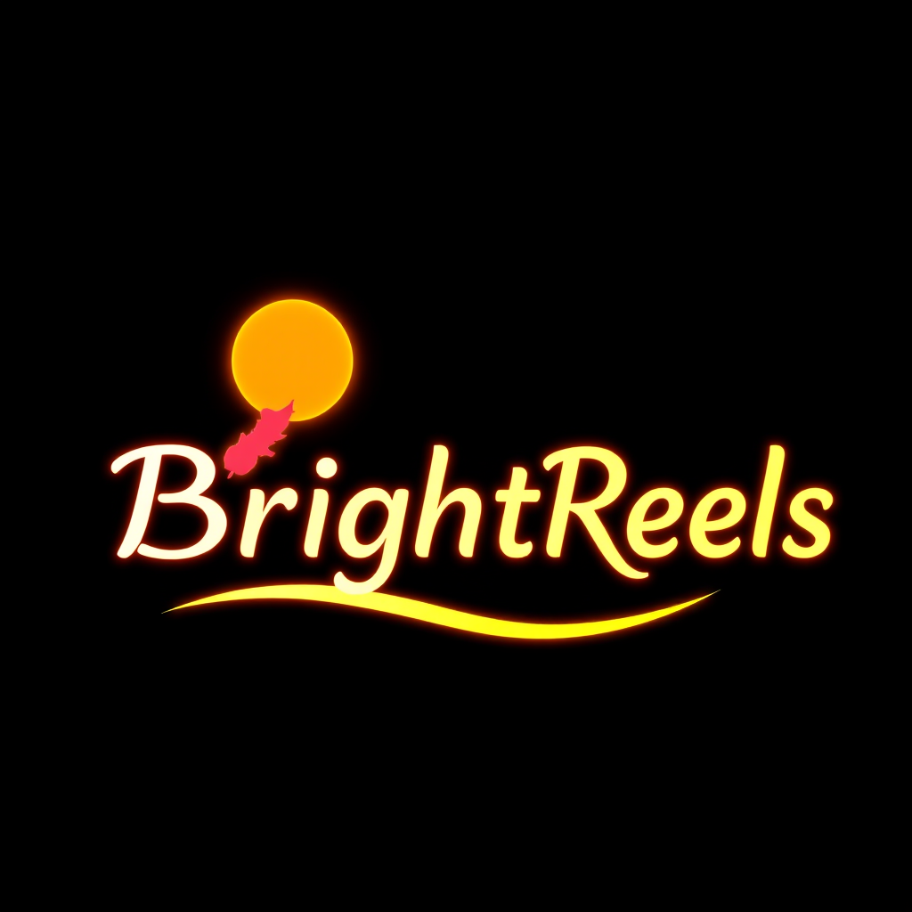 BrightReels logo featuring vibrant neon colors with New Zealand coastal theme and glowing reels design