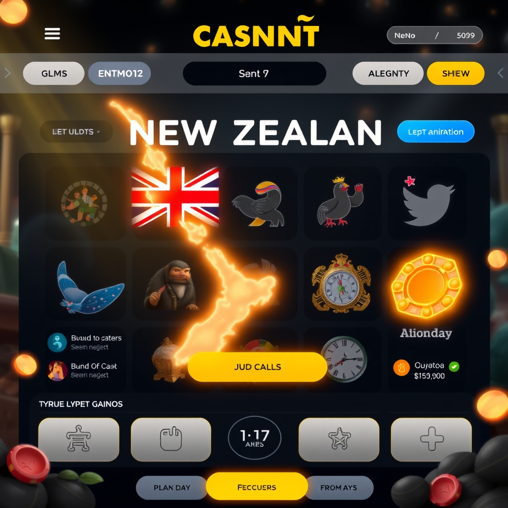 Modern casino game interface showcasing smooth animations, glowing effects, and contemporary design elements with New Zealand cultural motifs